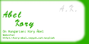 abel kory business card